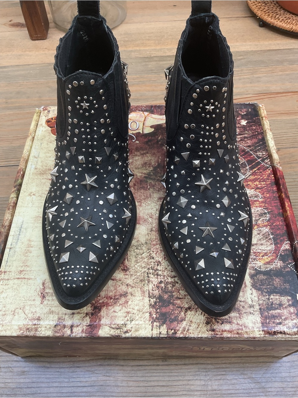 OLD GRINGO 20th ANNIVERSARY ‘METAL STAR’ BLACK COWBOY BOOT 7.5 - Picture 6 of 16